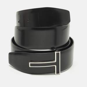 Pre Owned Tom Ford T Buckle 95 CM Belt Black Leather
