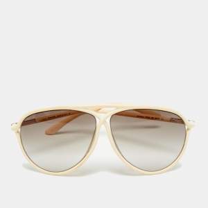 Pre Owned Tom Ford Off White/Brown Gradient TF206 Maximillion Sunglasses