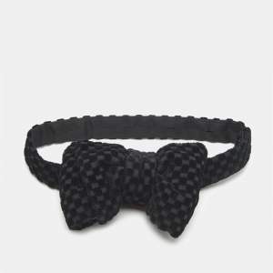 Pre Owned Tom Ford Black Checkered Velvet Bow Tie 