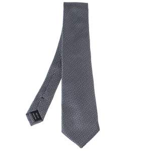 Pre Owned Tom Ford Grey Basketweave Silk Tie