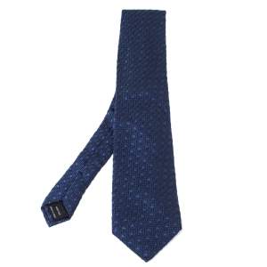 Pre Owned Tom Ford Blue Dot Patterned Textured Silk Tie