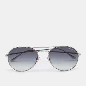 Pre Owned Tom Ford Silver Tone/ Grey Gradient TF 551 Ace-02 Aviator Sunglasses