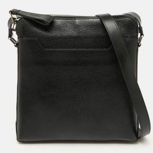 Tom Ford Black Grain Leather Messenger Bag