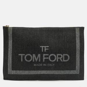 Pre Owned Tom Ford Black/Grey Denim Flat Zipped Pouch