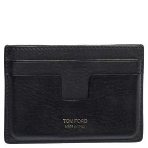 Tom Ford Black Leather T Line Card Holder