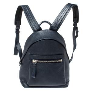 Tom Ford Navy Blue Leather Buckley Backpack