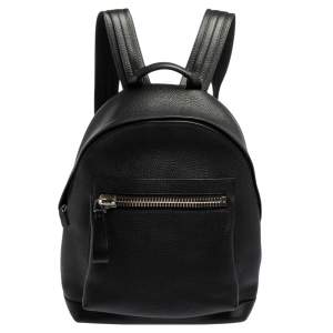 Tom Ford Black Garined Leather Buckley Backpack