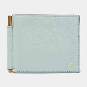 Tom Ford Blue Leather Money Clip Wallet 