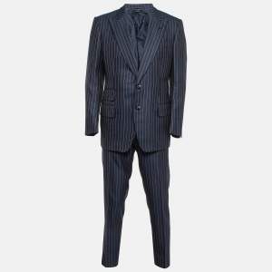 Tom Ford Navy Blue Pinstripe Wool Pants Suit XL