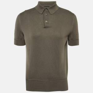 Tom Ford Green Cotton Knit Polo T-Shirt L