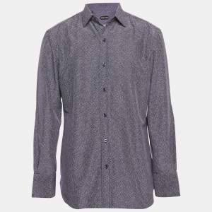 Tom Ford Blue Dotted Cotton & Silk Buttoned-Up Shirt L