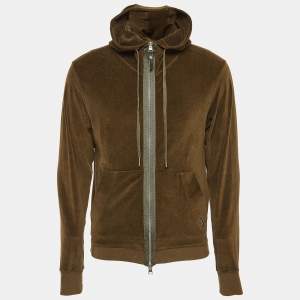 Tom Ford Brown Velvet Hooded Zip-Up Jacket S