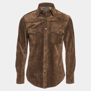 Tom Ford Brown Suede Button Front Shirt L