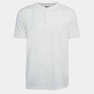 Tom Ford White Jersey Buttoned Crew Neck T-Shirt XXL