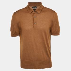 Tom Ford Brown Cashmere Knit Polo T-Shirt XL