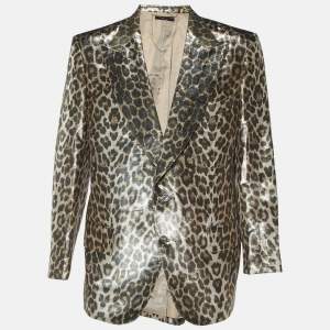 Tom Ford Metallic Leopard Print Lurex Crepe Blazer 4XL