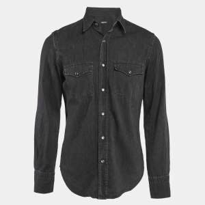 Pre Owned Tom Ford Black Faded Denim Button Front Shirt M