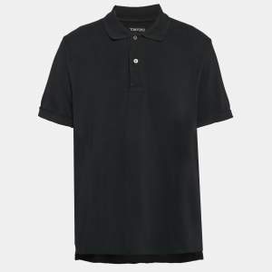 Tom Ford Black Pique Cotton Polo T-Shirt 4XL