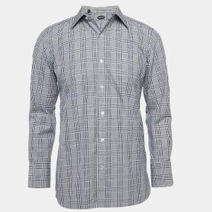 Tom Ford Blue Checked Cotton Long Sleeve Shirt M
