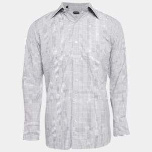 Pre Owned Tom Ford Grey Checks Cotton Long Sleeve Shirt M