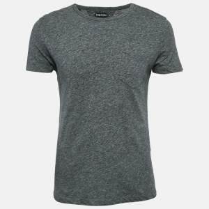 Tom Ford Dark Grey Cotton Crew Neck T-Shirt M