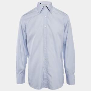 Pre Owned Tom Ford Blue Cotton Button Front Shirt XL