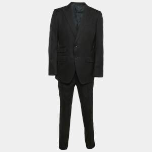 Tom Ford Black Herringbone Wool Pants Suit XL