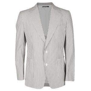Tom Ford Brown and White Striped Cotton Basic Base Blazer XL