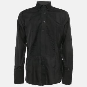 Tom Ford Black Pleated Cotton Long Sleeve Shirt L
