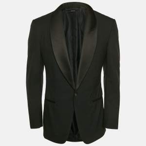 Tom Ford Black Wool Satin Trim Shawl Collar Blazer M