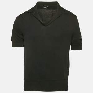 Tom Ford Black Cotton Knit Polo T-Shirt XXL