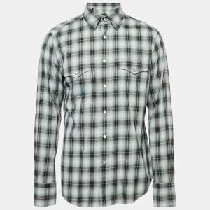 Tom Ford Grey Checked Cotton Full Sleeve Shirt XL