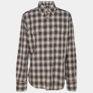 Tom Ford Multicolor Check Print Cotton Button Front Shirt XL