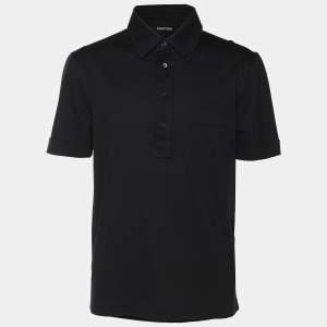 Tom Ford Black Cotton Polo T-Shirt M