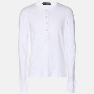 Tom Ford White Jersey Full Sleeve Henley T-Shirt XXL