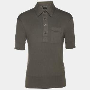 Tom Ford Green Cotton Knit Polo T-Shirt L