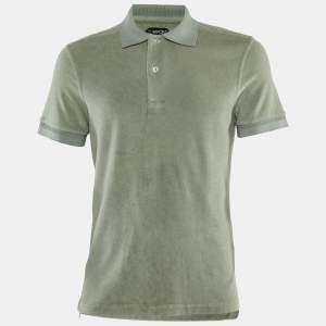 Pre Owned Tom Ford Pastel Green Terry Cotton Polo T-Shirt M