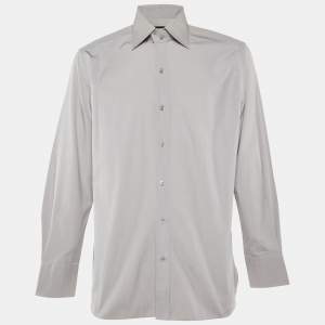 Tom Ford Grey Button Front Long Sleeve Shirt XXXL