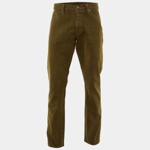 Tom Ford Khaki Green Denim Straight Leg Jeans XL Waist 36"