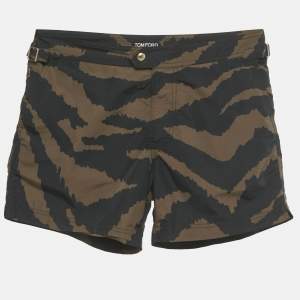 Pre Owned Tom Ford Brown Animal Print Synthetic Swim Shorts S