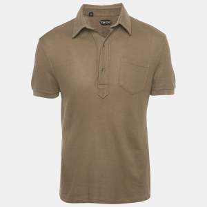 Pre Owned Tom Ford Brown Cotton Pique Polo T-Shirt M 