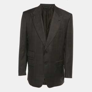 Pre Owned Tom Ford Brown Checkered Wool Single Breasted Blazer XXL 