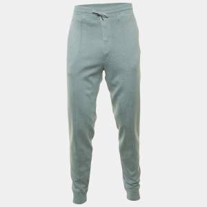 Pre Owned Tom Ford Light Green Silk & Cotton Jogger Pants L