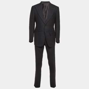 Pre Owned Tom Ford Black Check Wool Regular Fit Blazer Suit M
