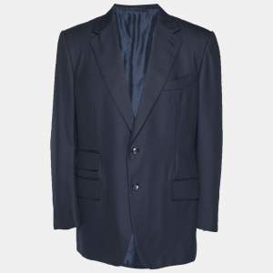 مملوكة مسبقًا Tom Ford Navy Blue Wool Blend Regular Fit Blazer XXXL