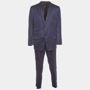 Pre Owned Tom Ford Navy Blue Wool Blend Single Breasted Suit XL