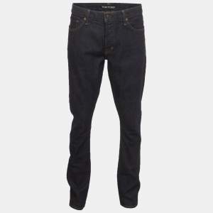 مملوكة مسبقًا Tom Ford Blue Denim Slim Fit Buttoned Jeans XXL/Waist 38" 