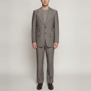 Pre Owned Tom Ford Grey Wool Blend Single Breasted Suit L
