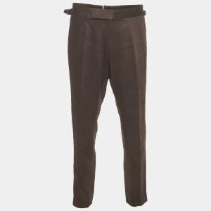 Pre Owned Tom Ford Charcoal Grey Linen Regular Fit Pants XL