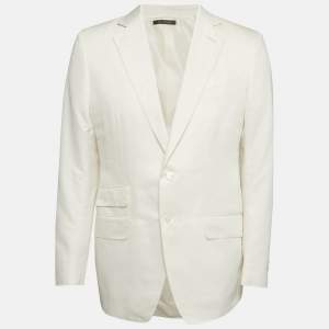 Pre Owned Tom Ford Off White Gabardine Single Breasted Blazer XL